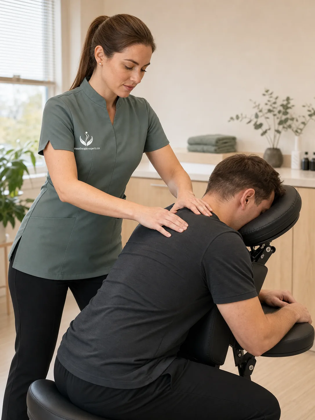 Massage sur chaise en clinique